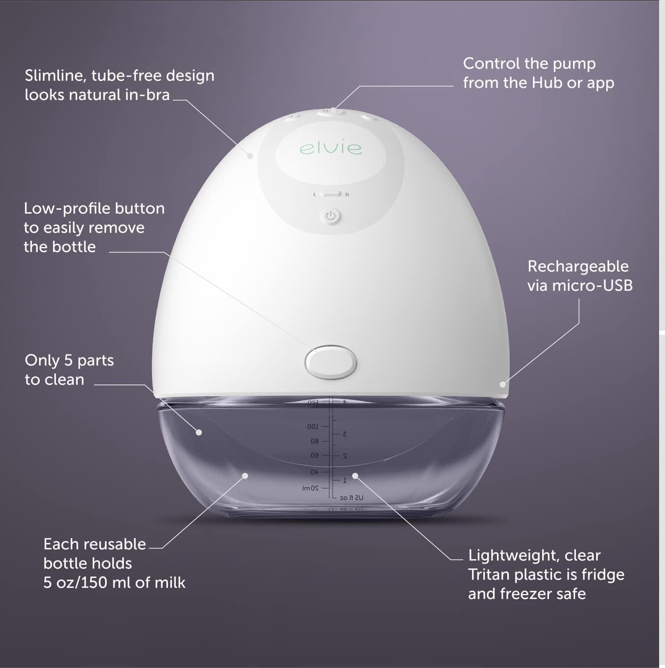 Elvie Breast Pump - Single, Wearable Breast Pump with App - the Smallest, Quietest Electric Breast Pump - Portable Breast Pump Hands Free & Discreet - Automated with Four Personalized Settings