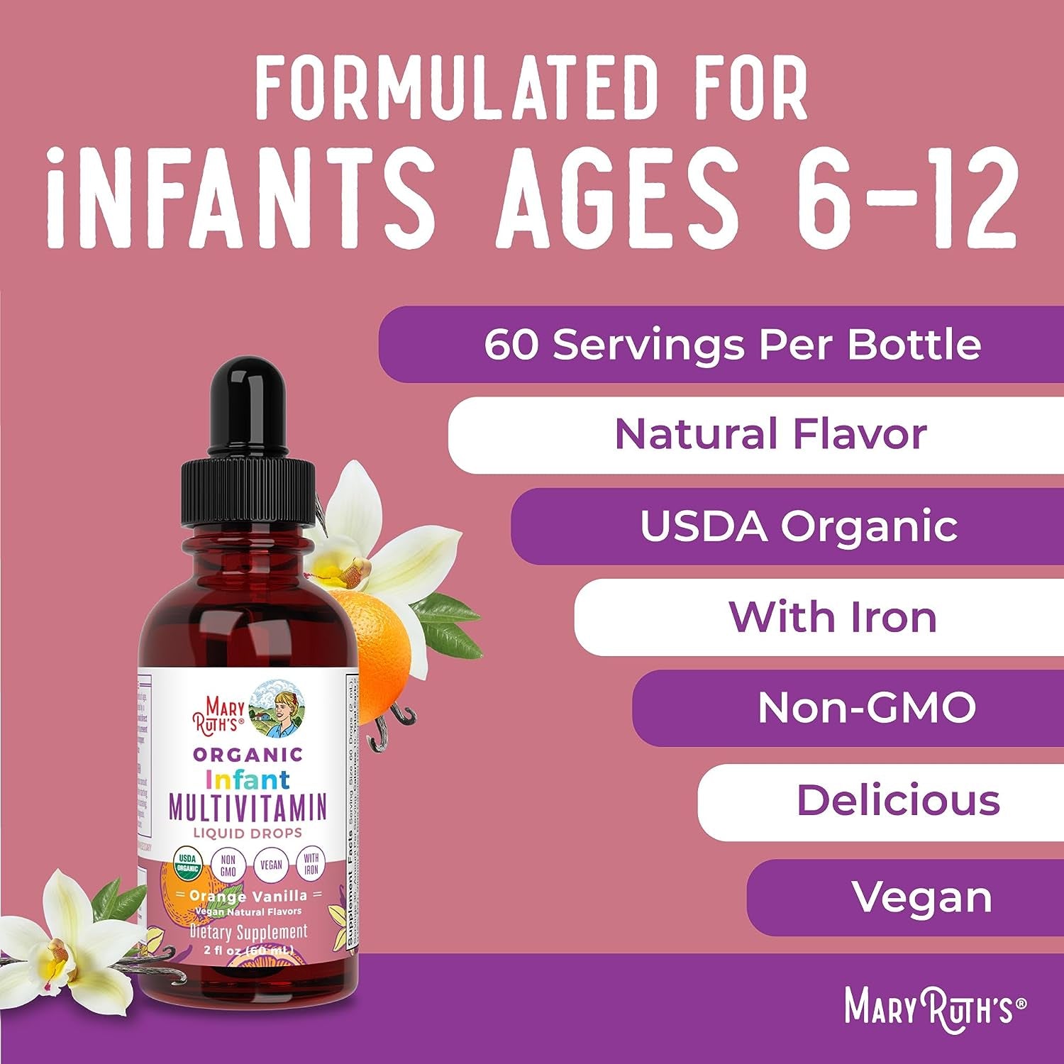 Organic Infant Multivitamin with Iron Liquid Drops