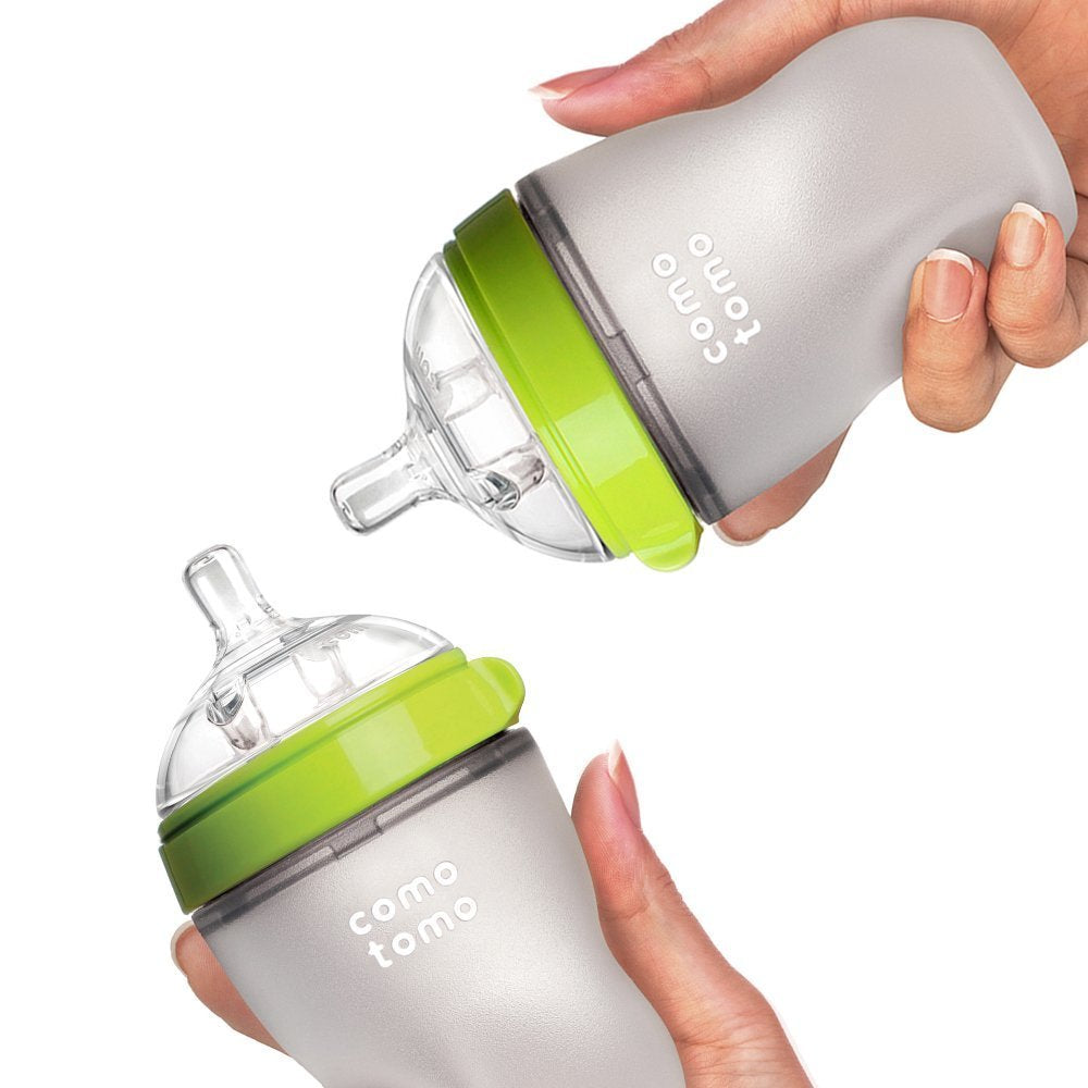 Comotomo Baby Bottle, Green, 8 Oz (2 Count)