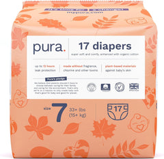 Pura Size 1 Eco-Friendly Diapers, Hypoallergenic, Soft Organic Cotton Comfort, Sustainable, Wetness Indicator Allergy UK, Recyclable Packaging, 96 Count